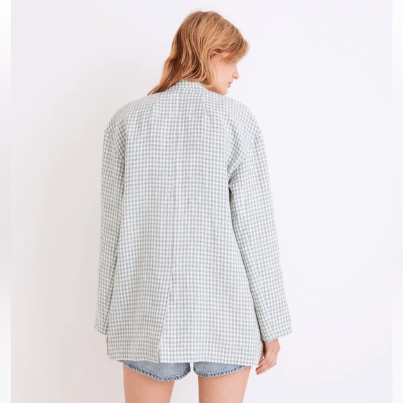 Madewell Linen Collarless Blazer in Gingham Check - Picture 5 of 15